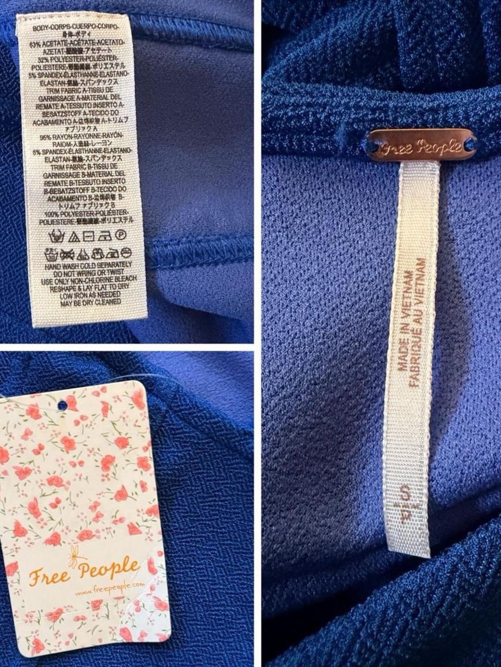 Free People Blue Tie Back Halter Top S NWT - Picture 8 of 8